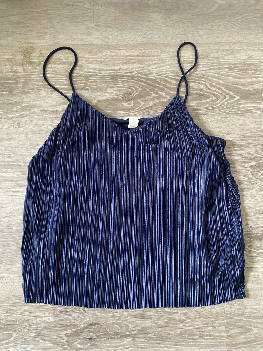 H&M Navy Pleated Spaghetti Strap Cami